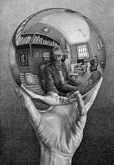 Hand mit spiegelnder Kugel