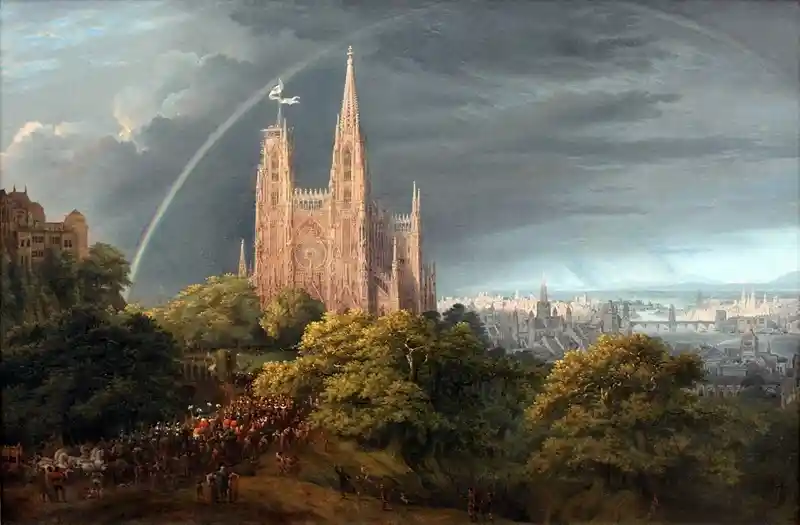 Mittelalterliche Stadt am Fluss